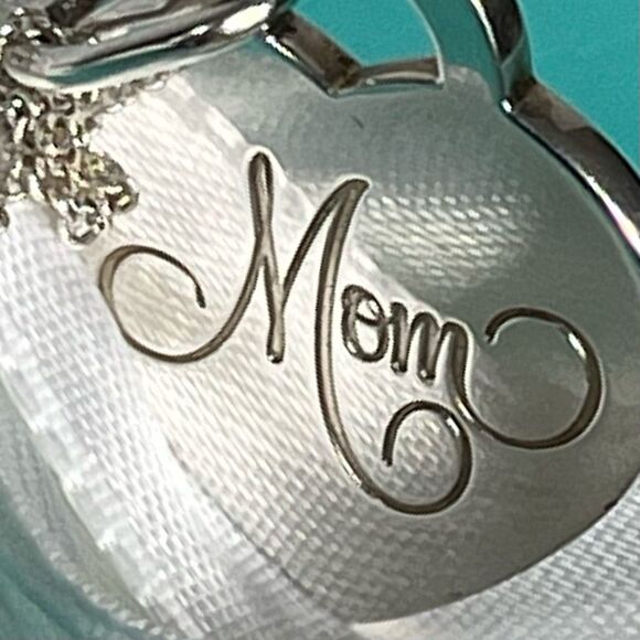 Tiffany & Co. Sterling Silver "Mom" Heart Pendant Necklace - 20” chain - Picture 11 of 13